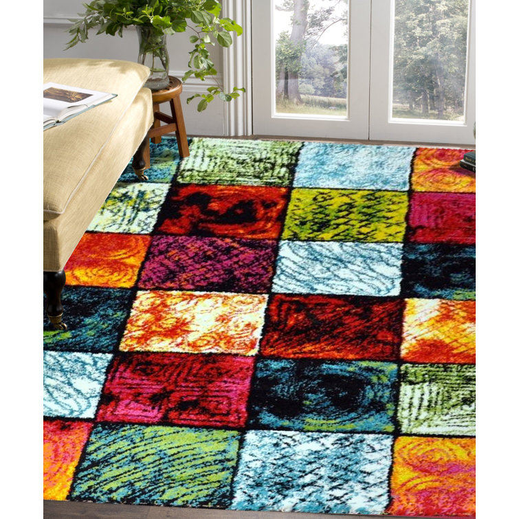 17 Stories Amaurys Hooked Grey/Blue/Red Rug & Reviews Wayfair.co.uk